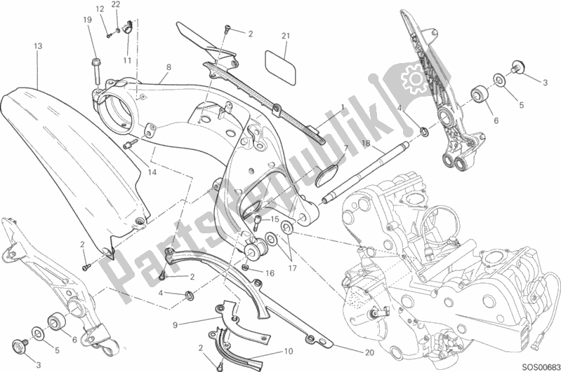 Todas las partes para Forcellone Posteriore de Ducati Hypermotard Hyperstrada 939 USA 2016
